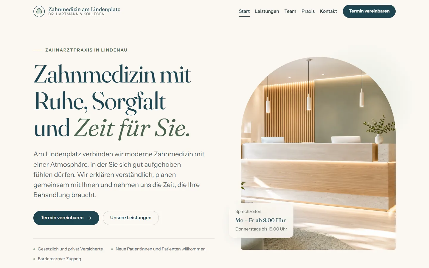 Startseite von Zahnmedizin am Lindenplatz am PC